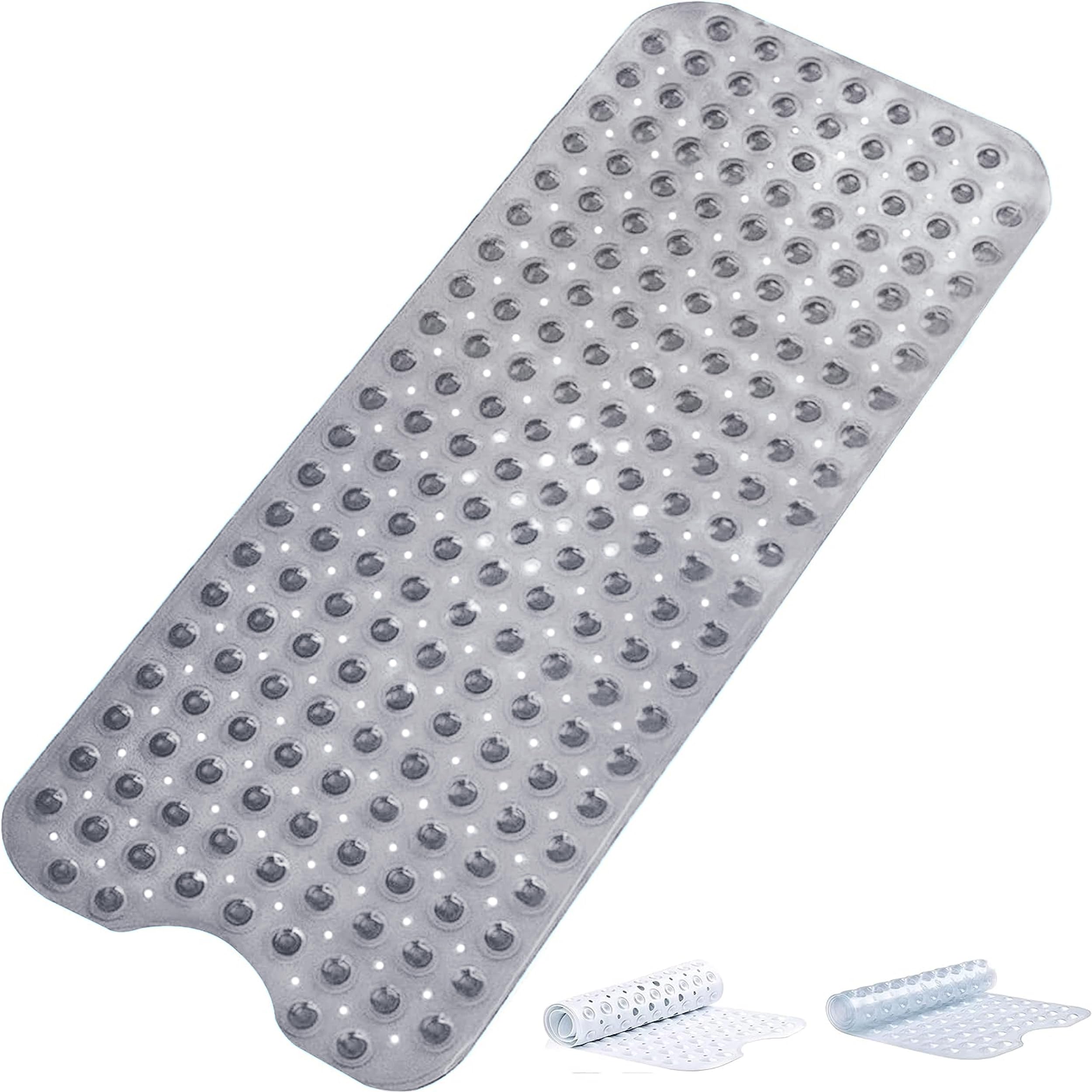 Imperial Rooms Shower Bath Mat Non Slip Anti Mould Bathroom Mats - Soft Rubber Shower Mats with Drain Holes and Strong Suction Cups Grip Anti Slip Bathtub Mat Machine Washable (100x40cm, Grey)