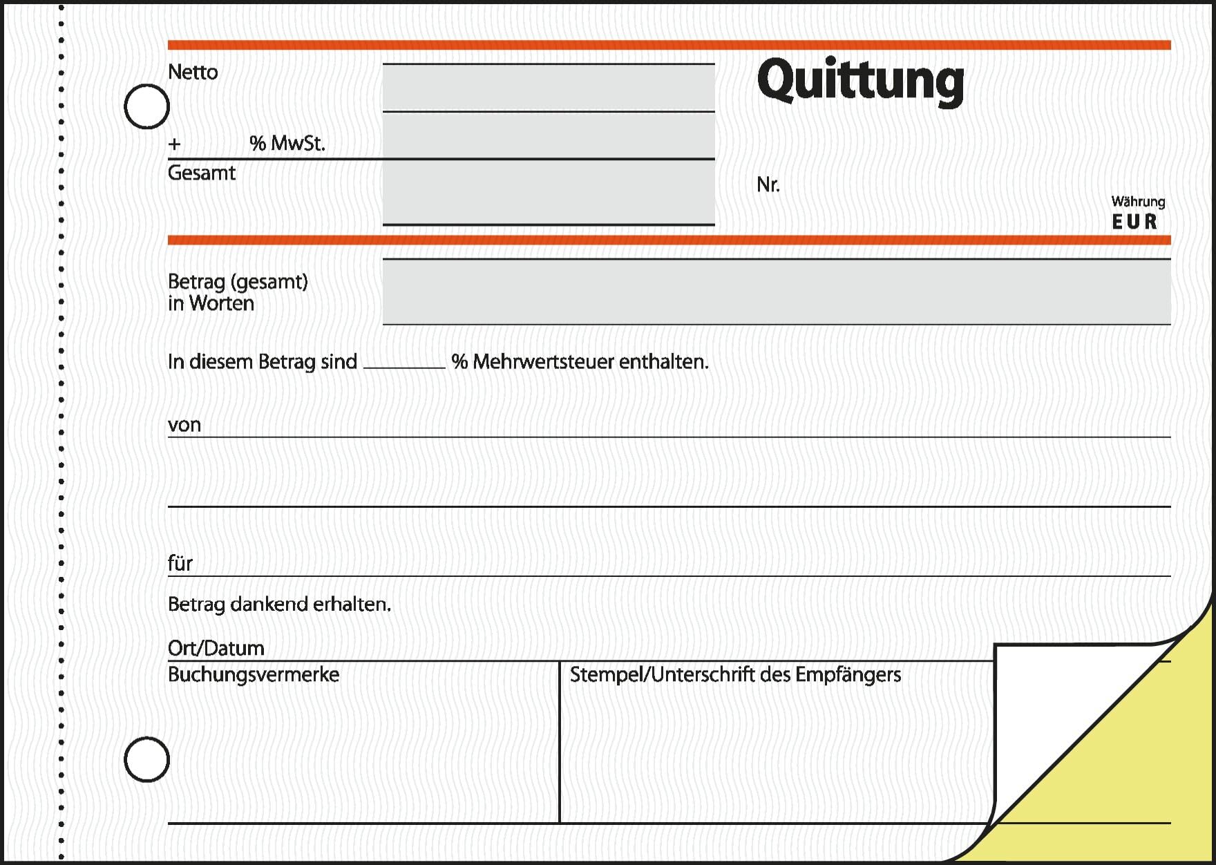 SIGEL SD022/10 Quittungsblock A6 quer, 10 Stück, 2x40 Blatt, selbstdurchschreibend, mikroperforiert, aus nachhaltigem Papier