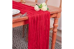 Snowkingdom Red Cheesecloth Table Runner: Boho Luxe for Unforgettable Celebrations