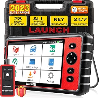 LAUNCH CRP909E OBD2 Scanner 2023 Newest Update Elite Full System, OE-Level Car Diagnostic Scan Tool, 28+ Reset Service, Key Program, TPMS, SAS, DPF, IMMO, ABS Bleeding, 2 Years Free Update via WiFi