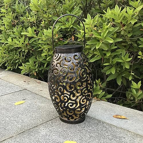 Miniatura 4 de Linterna colgante de metal para porche, linterna colgante de metal, linterna solar retro colgante linterna solar para exteriores, lámpara de jardín