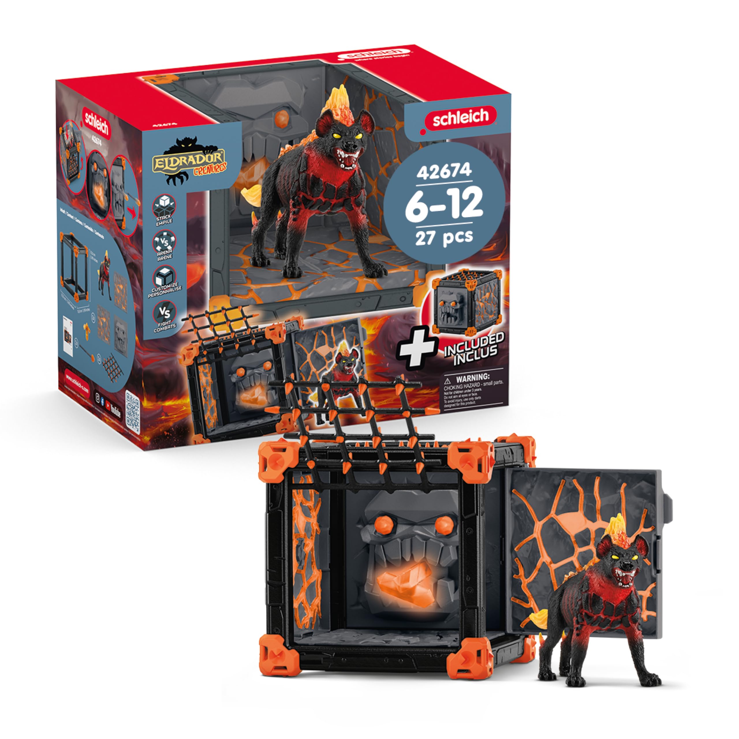 Schleich Eldrador - 27Pc Battlecave Lava Hyena Playset - Kids 7+ | 42674