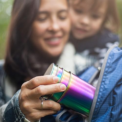 Miniatura 3 de Vasos Rainbow de acero inoxidable de 10 onzas, paquete de 4 unidades, ideales para niños, ecológicos, saludables, de grado alimenticio, duraderos e