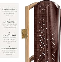 Vista 65 de Red Lantern Divisor de habitación de 4 paneles blanco con tejido de diamante de 7 pies de alto