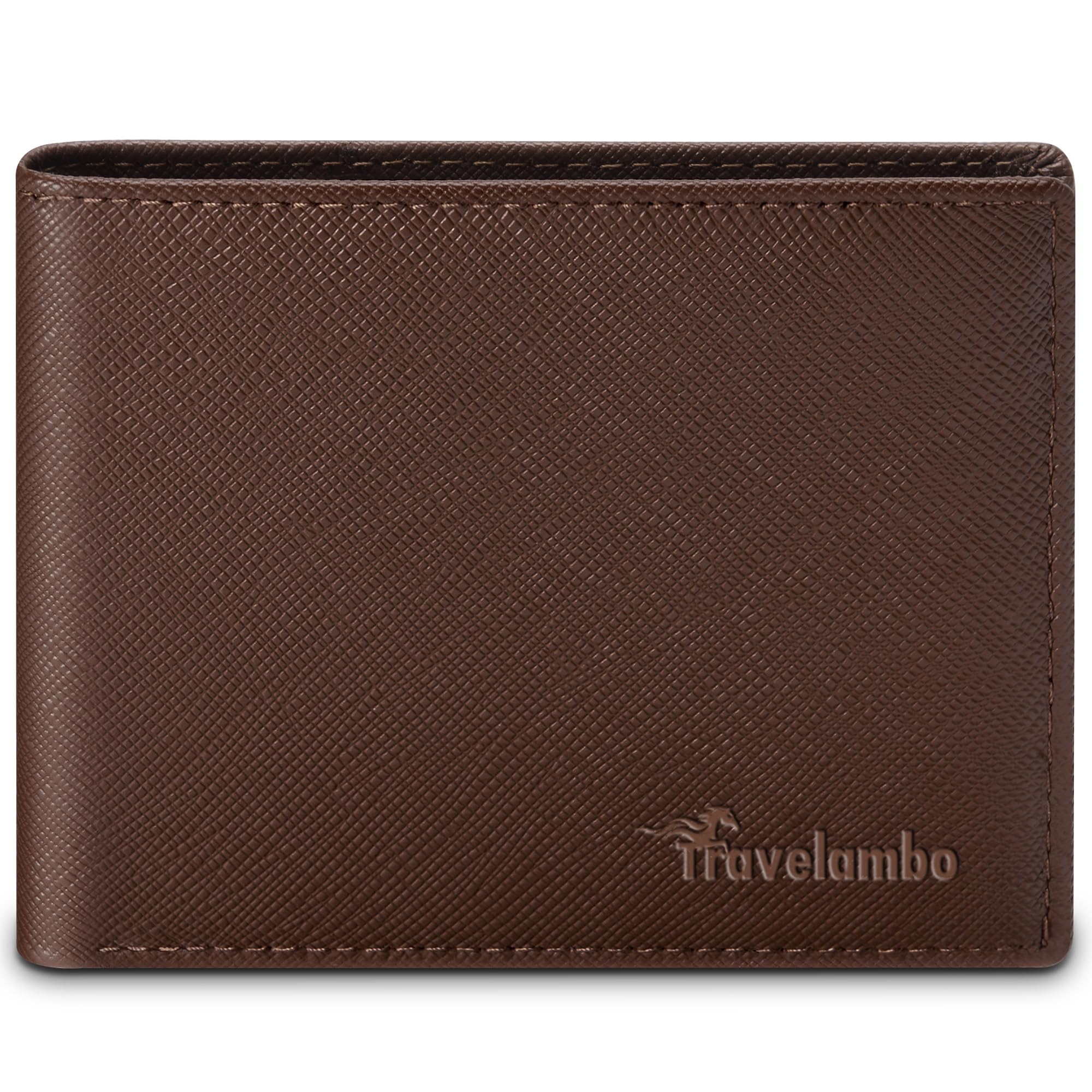 Travelambo Leather Wallet for Men, Slim Minimalist RFID Credit Card Holder