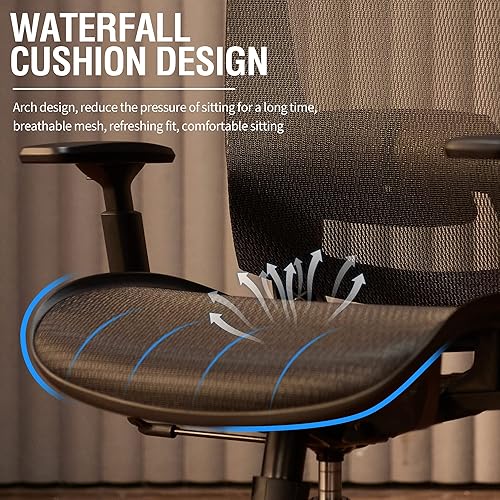 Miniatura 9 de ELABEST Silla de oficina de malla, silla de escritorio ergonómica para computadora, silla de tarea resistente - Soporte lumbar y reposabrazos