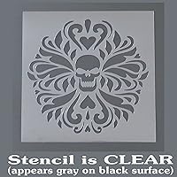 Vista 3 de Plantilla decorativa de damasco de calavera gótica floral de 12 x 12 pulgadas