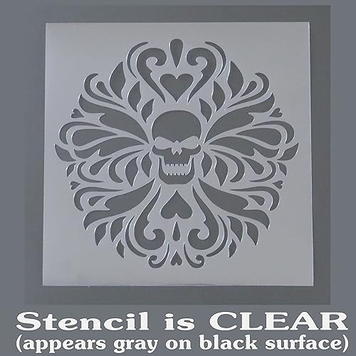 Miniatura 3 de Plantilla decorativa de damasco de calavera gótica floral de 12 x 12 pulgadas