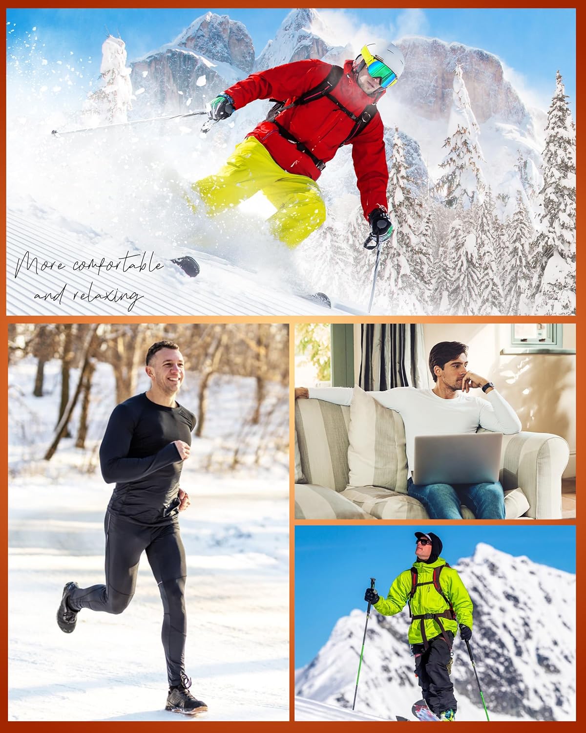 Men's Thermal Compression Shirts, Long Sleeve Fleece Lined Base Layer, Cold Weather Gear Athletic Undershirt Top - Image 6