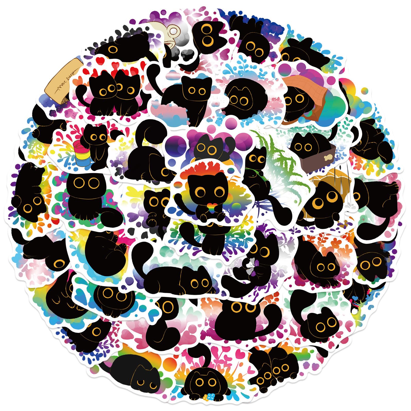 50Pcs Kitten Sticker Aesthetic for Scrapbooking Notebook Journal Water Bottle Laptop Kid Motivational Black Cats