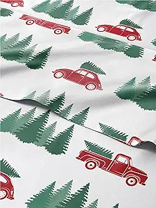 Twin Christmas Tree Sheet Set - Holiday Xmas Pattern Bedding Set - Deep Pockets - Snug Fit - 3 Piece - Wrinkle Free - Cooling Comfy Cozy Festive Winter - Holiday Sheets for Women, Men, Kids & Teens