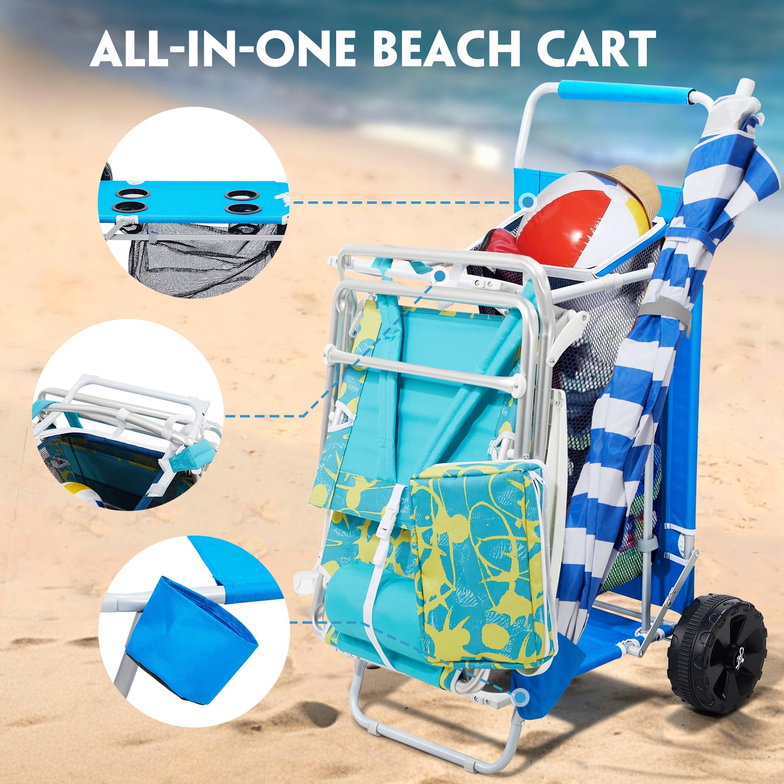 Amazon | Old Bahama Bay ビーチカート 大きな車輪付き 砂用