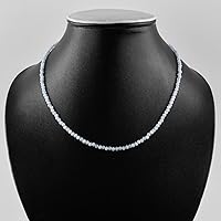 Vista 48 de Natural Moonstone Gemstones Choker Necklace, Faceted Rounds Beads, Silver Plated Jewelry, Healing Crystals, Birthday, Handamde, Minimalist, Women