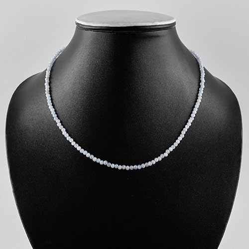 Miniatura 48 de Natural Moonstone Gemstones Choker Necklace, Faceted Rounds Beads, Silver Plated Jewelry, Healing Crystals, Birthday, Handamde, Minimalist, Women