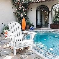 Vista 2 de Sillas Adirondack de plástico, silla Adirondack plegable de polietileno de alta densidad con soporte para tazas, sillas de patio de plástico