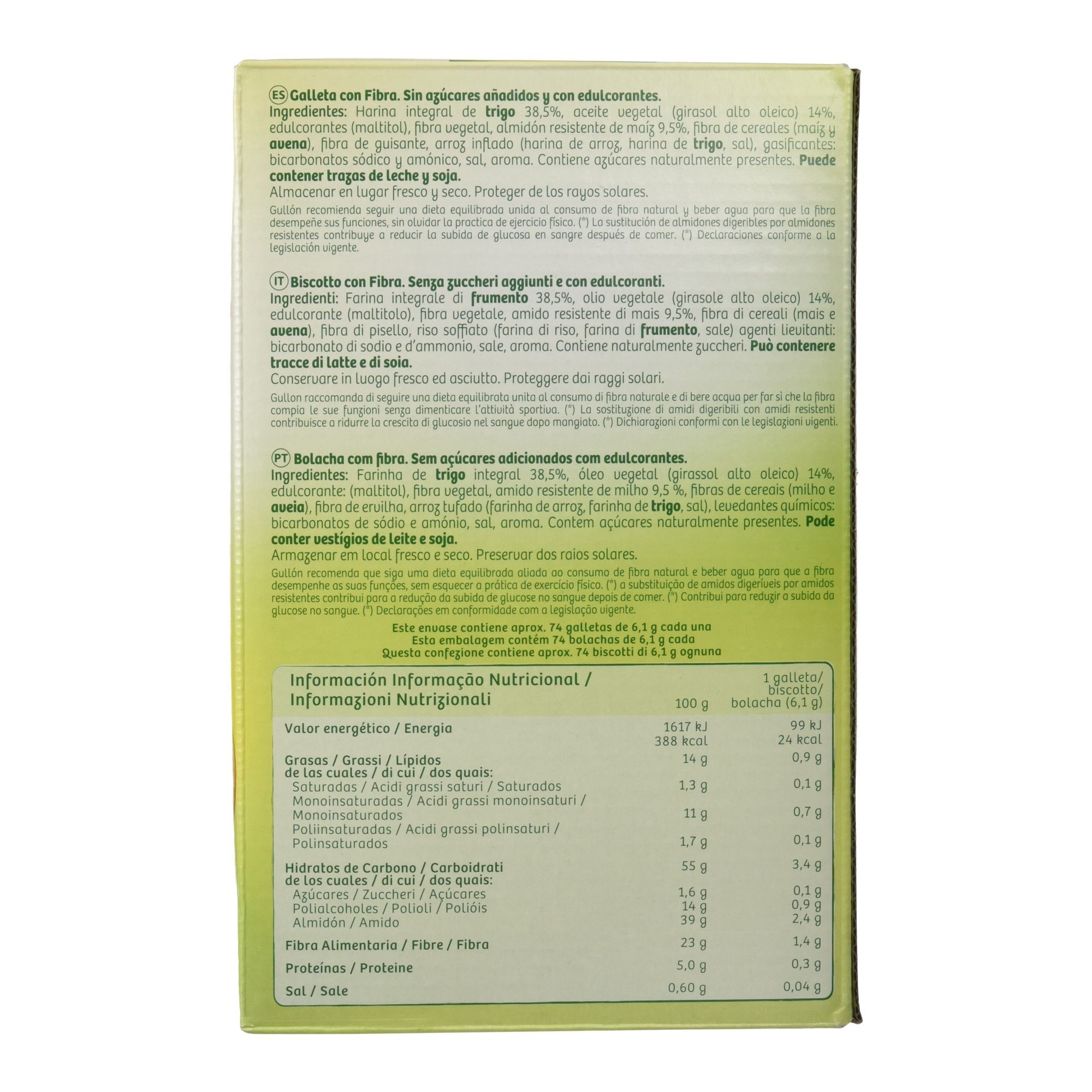Gullón Galleta Fibra sin Azúcar, 450g