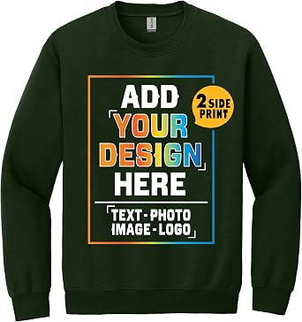 TEEAMORE Custom Sweatshirt for Men Women Add Your Text Front Back Side Print Personalized Crewneck Sweatshirt