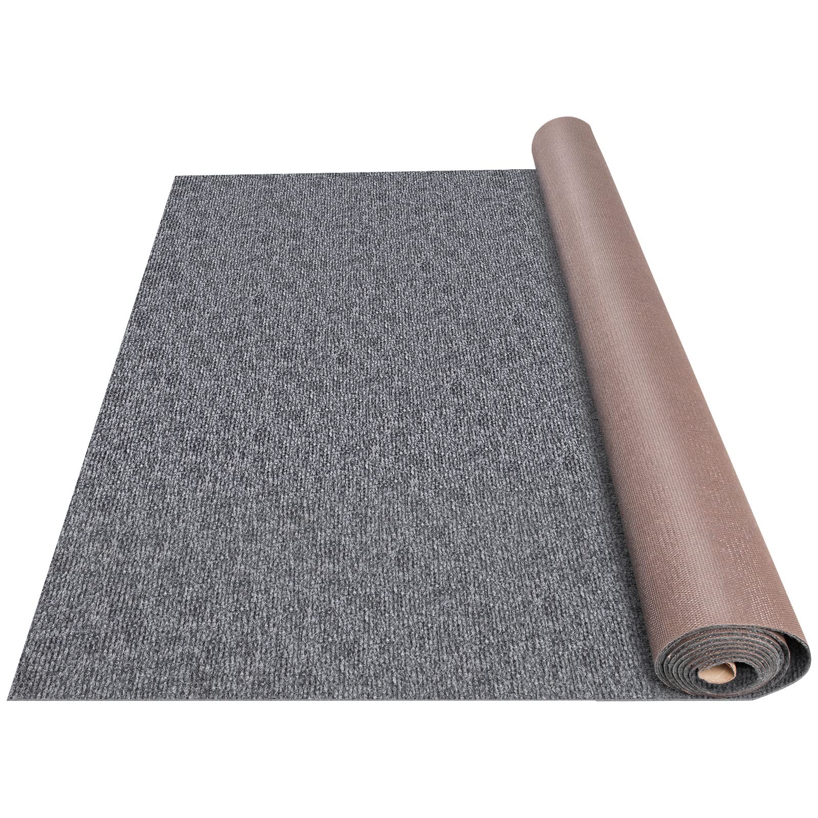 VEVOR Alfombra de Poliéster de 1,8 x 4 m, Alfombra para Terraza y Patio Antideslizante, Espesor de 4,6 mm, Alfombras Marinas para Exteriores Baños Porche A Prueba de Agua de TPR Gris, Fácil de Limpiar