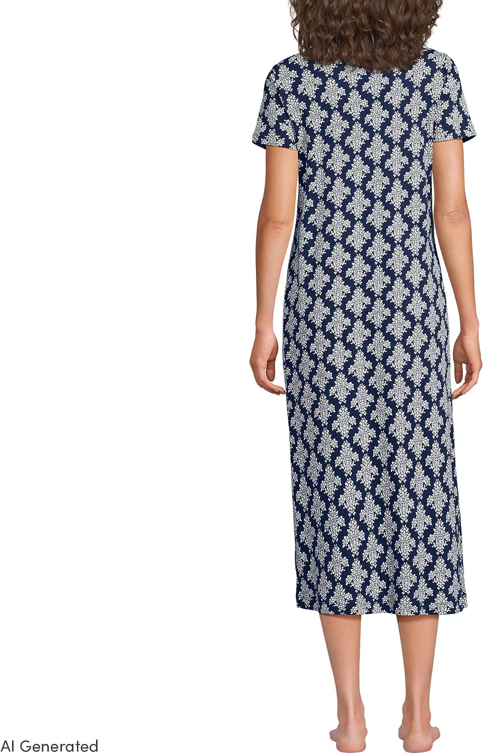Lands' End Women's Cotton Short Sleeve Midcalf Nightgown