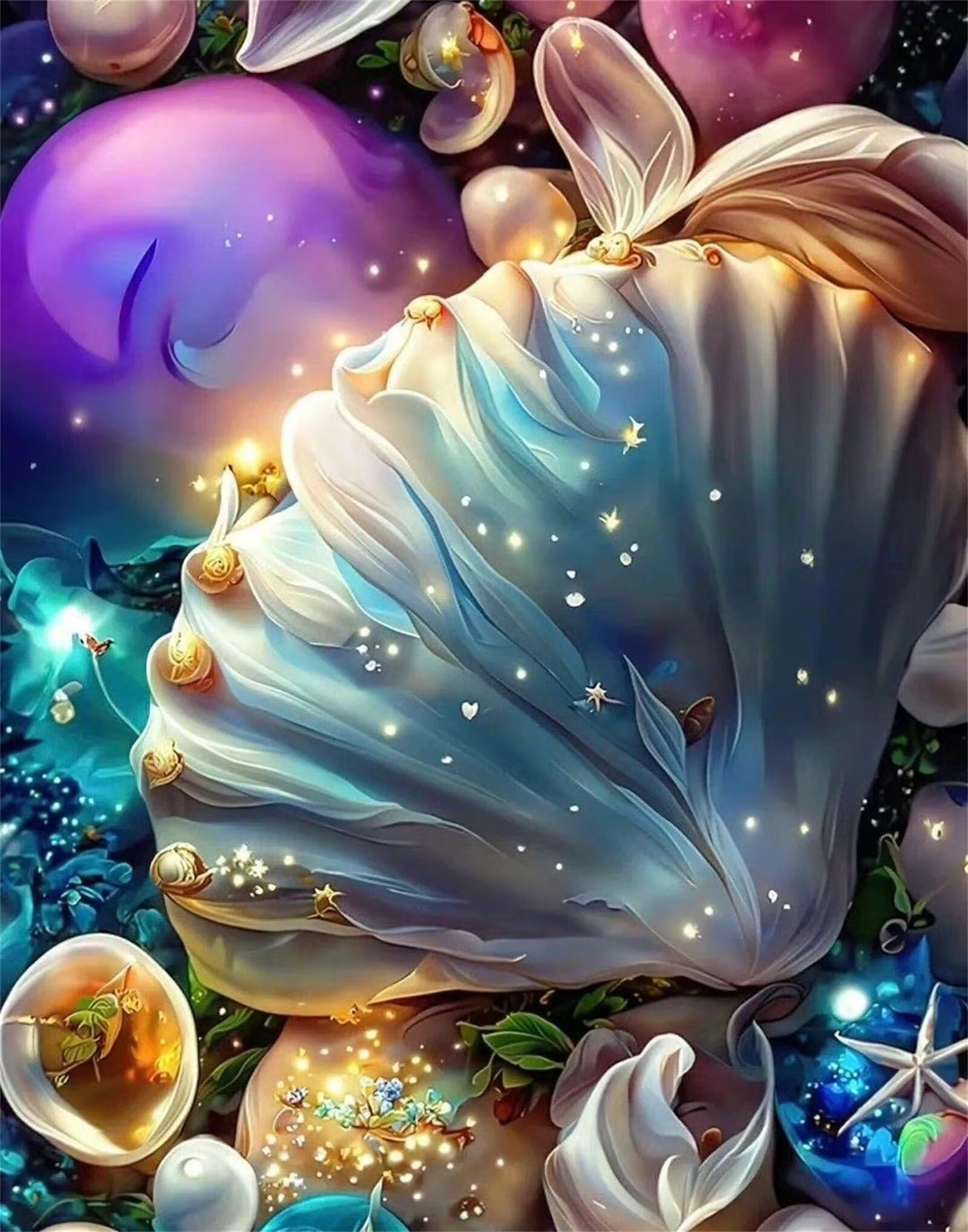 HOSAIR DIY 5D Diamond Painting Kits for Adults, Diamond Art Seashell Full Drill Diamond Crystal Rhinestone Embroidery Craft Kits for Home Wall Decor Gifts 40x50cm