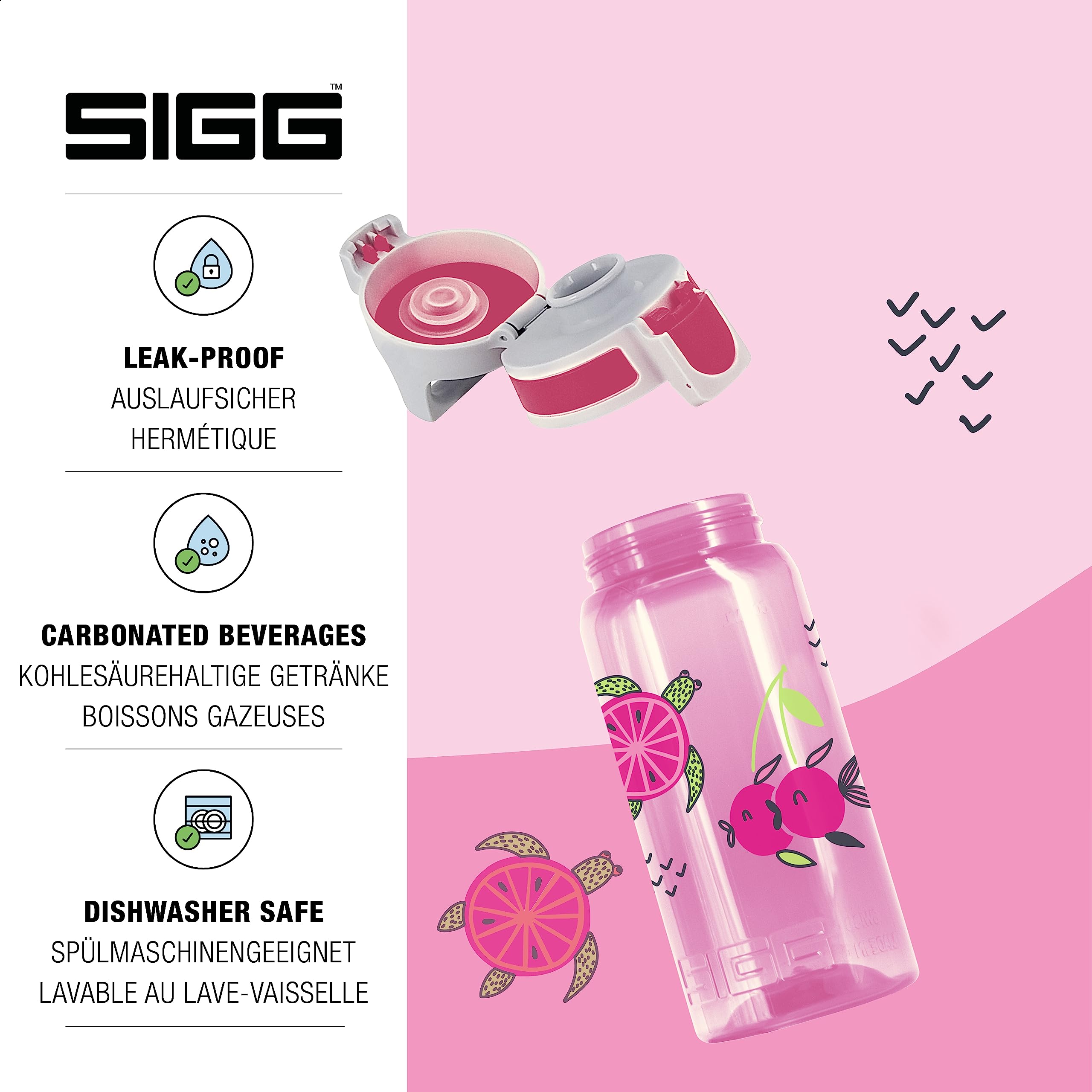 Sigg, Sports Water Bottle For Kids, Viva One Swimming Fruits, Suitable For Carbonated Drinks, Leakproof, Dishwasher Safe - Image 3