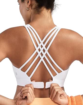 RUNNING GIRL Women's High Impact Sports Bra with Crisscross Back and Hook Closure