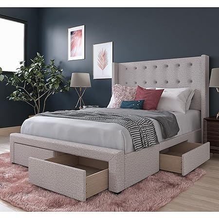 Amazon Com Baxton Studio Bbt6423 Light King Platform Light Beige Furniture Decor