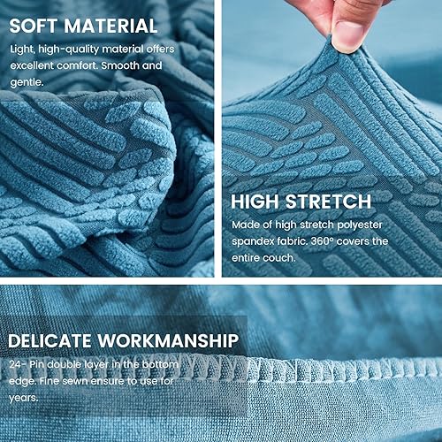 Miniatura 7 de ele ELEOPTION Funda para sofá modular, funda universal de tela elástica para sofá, 2 piezas para sofá seccional en forma de L, protector de sofá