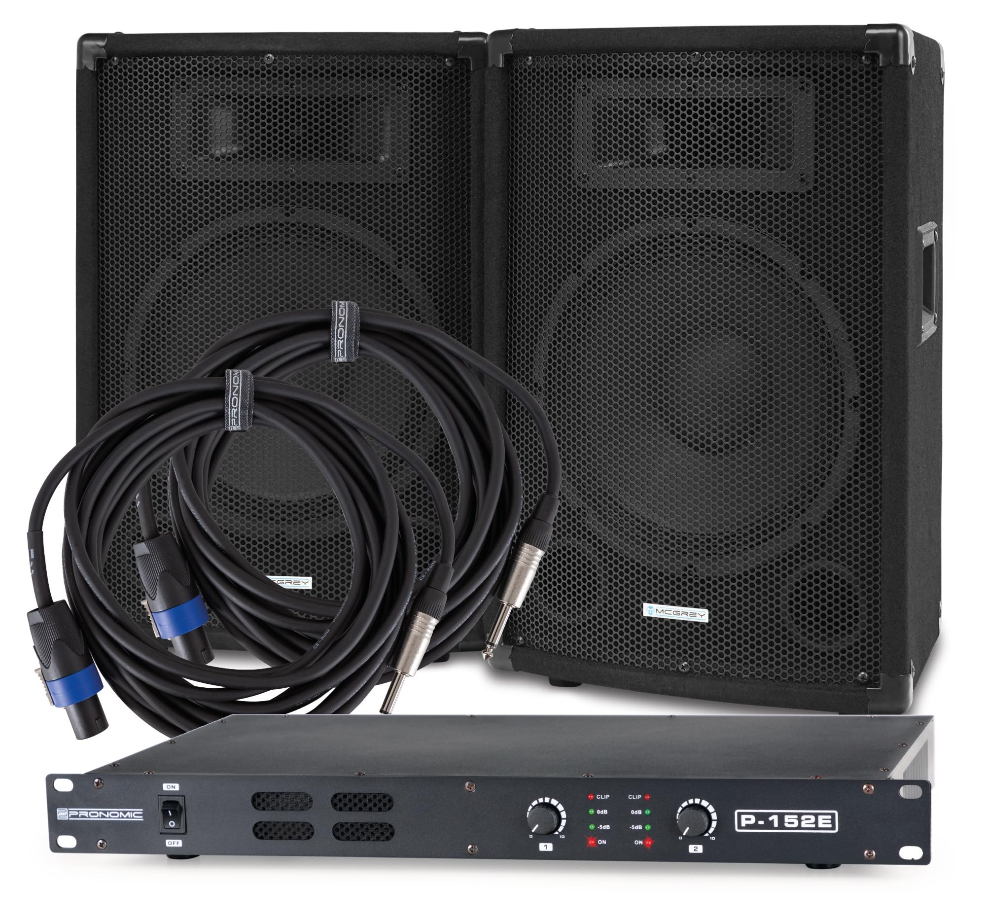 McGrey PA Set DJ-01, 2X 10 Box, 1x Endstufe, 2X Kabel, 200W RMS