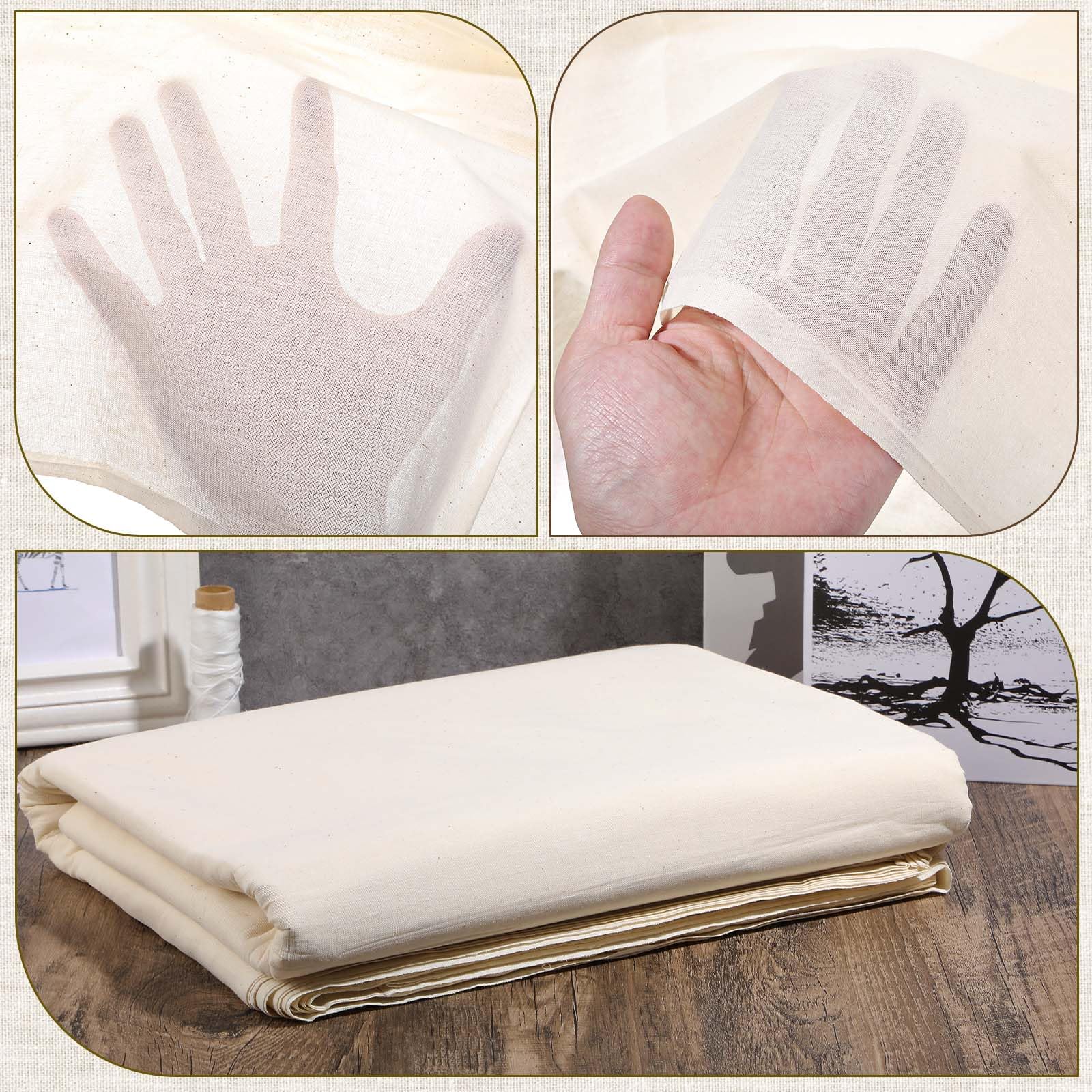 Medium Weight 63 inch x 10 Yards Muslin Fabric by Yard 100% Cotton Cloth Natural Unbleached Cotton Muslin Fabric Material for Sewing Material Apparel Cloth - Image 4