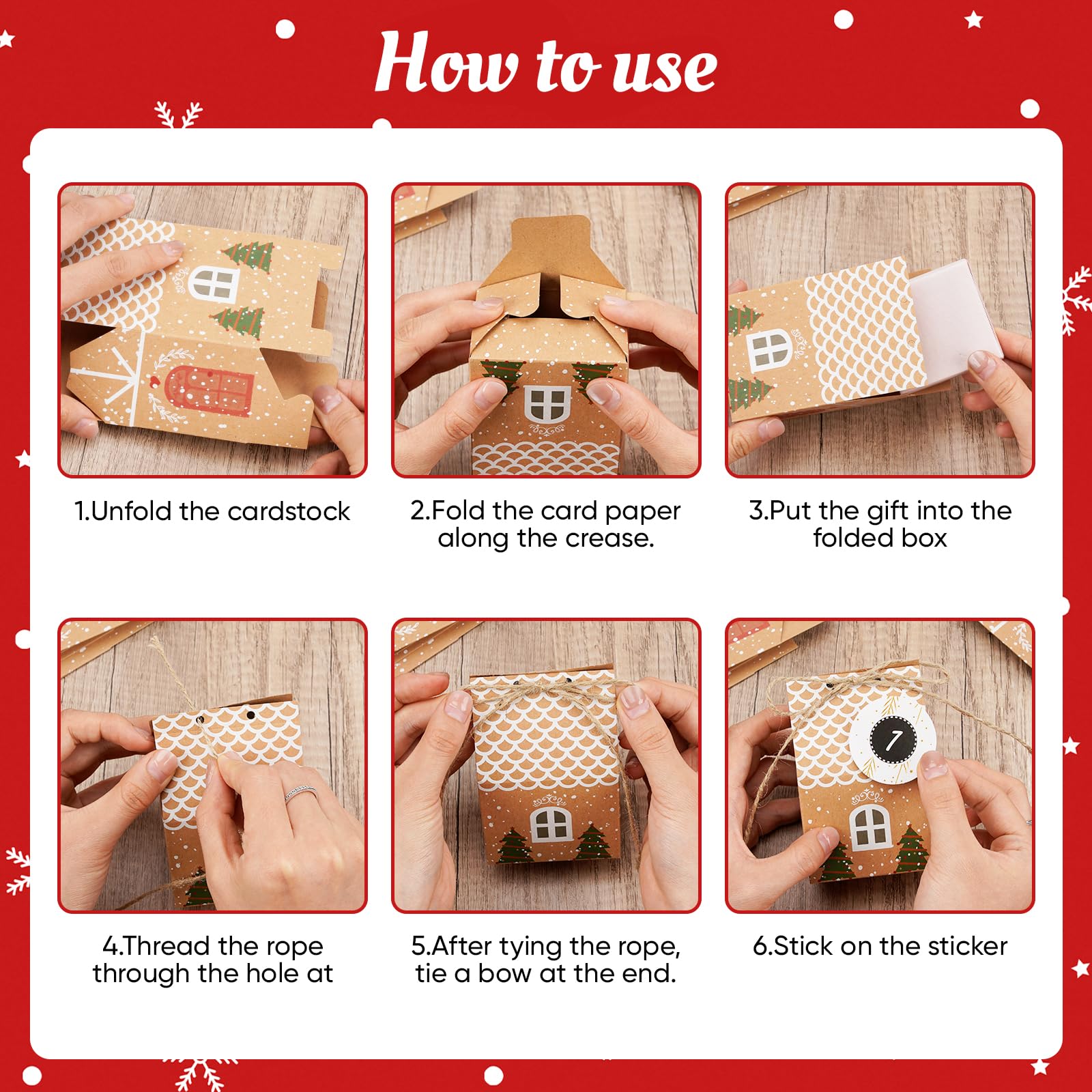 Calendario de Adviento DIY 24 Cajas de Regalo Kraft Decoración Navideña