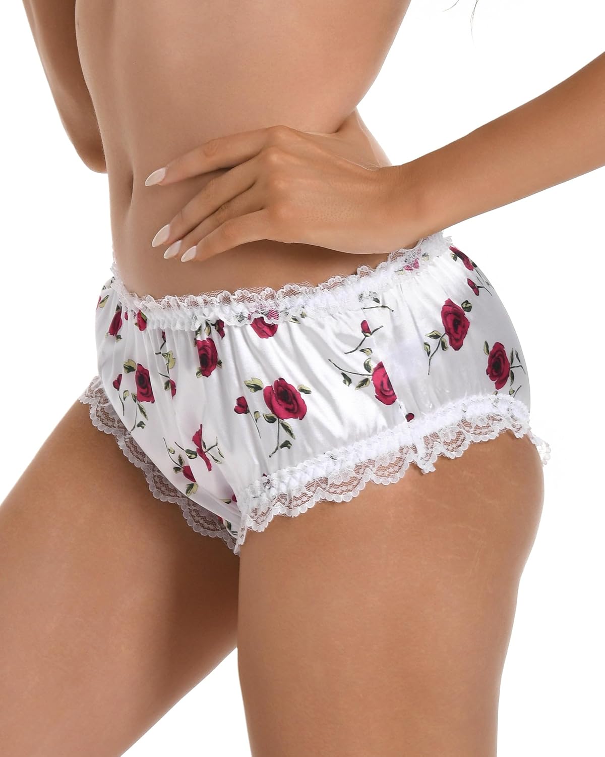 Satini Women's Satin Frilly Lace Sissy French Knickers Briefs Panties - Image 3