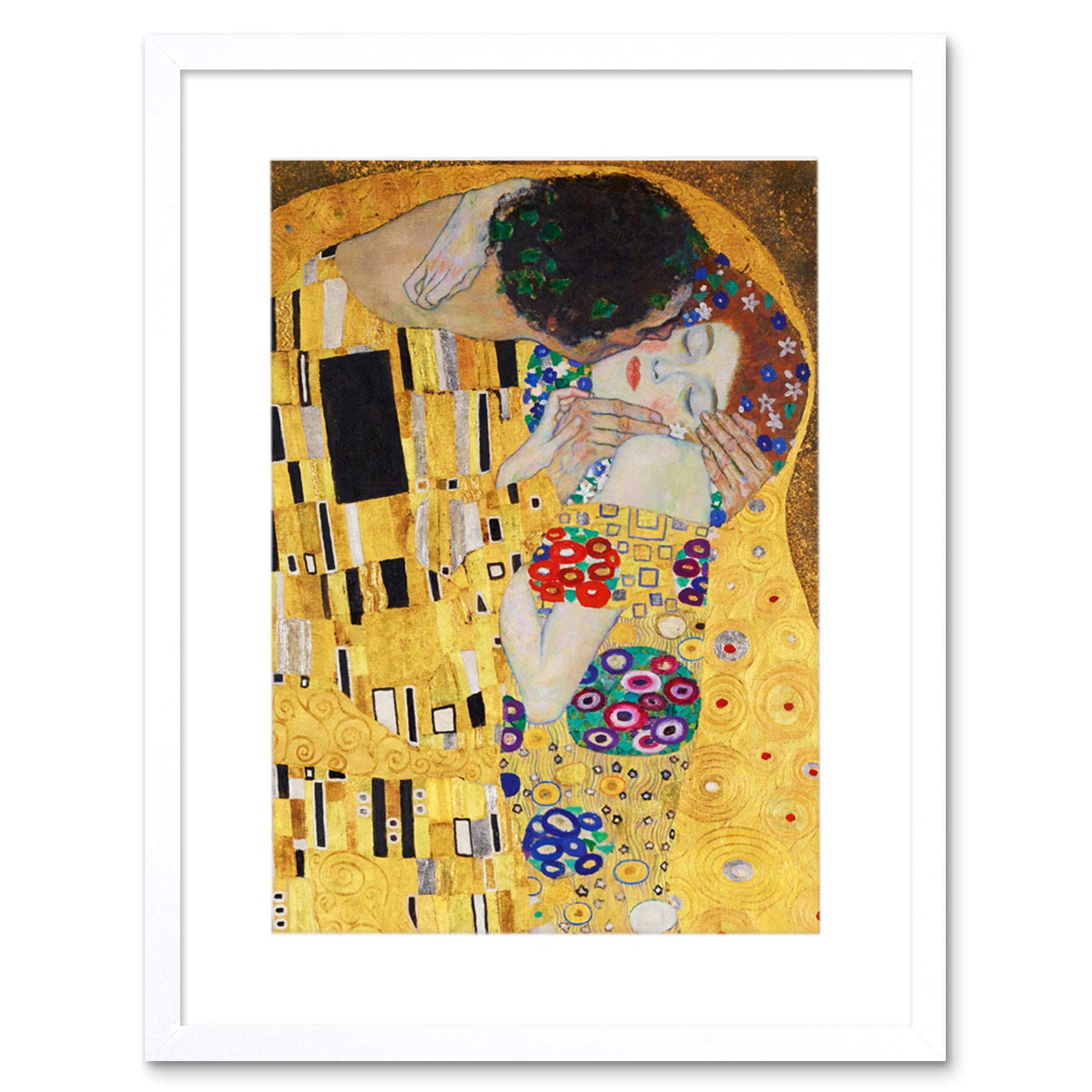 Wee Blue Coo Klimt The Kiss Artwork Framed Wall Art Print 12X16 Inch