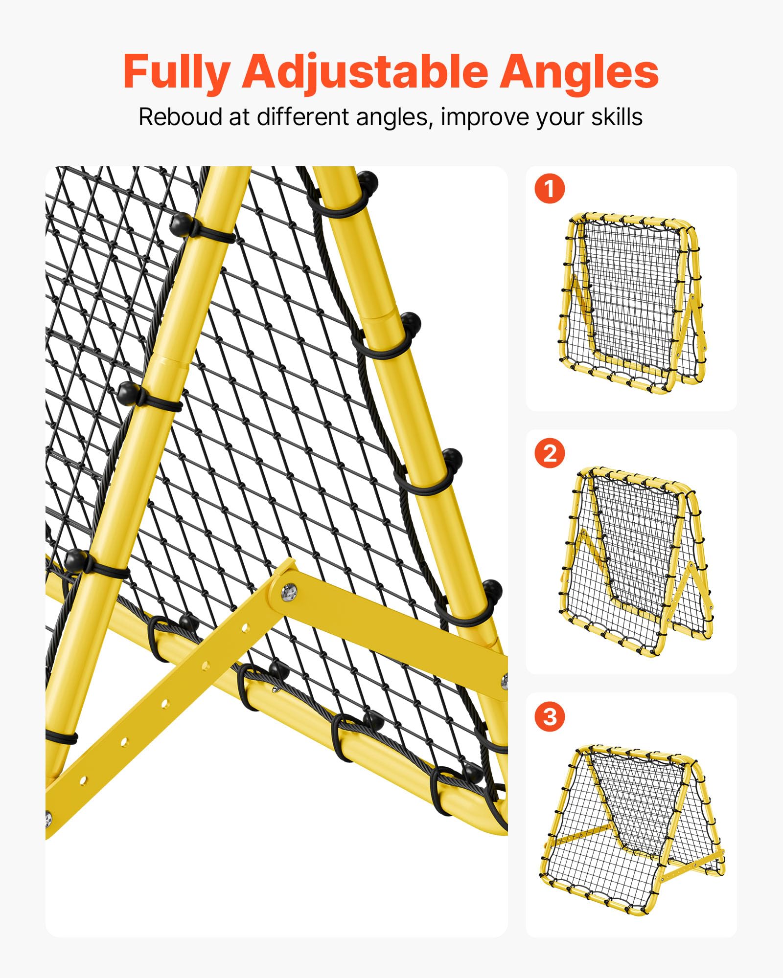 VEVOR Rete da Rimbalzo da Calcio 1016 x 889 x 939,8 mm Rete da Porta con Angoli Completamente Regolabili, Strumenti e Attrezzature per Tutte le Età, Facile Installazione e Conservazione Perfetta