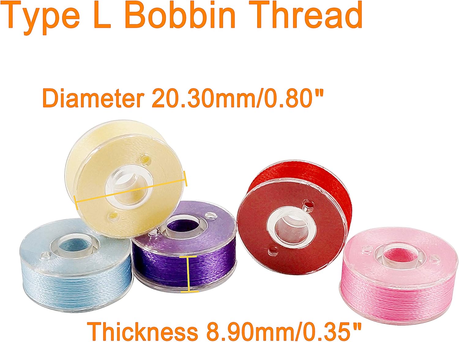 New brothread 25pcs Type L (SA155) Size Assorted Colors Prewound Bobbin Thread Plastic Side for Particular Embroidery and Sewing Machines - 60 Weight
