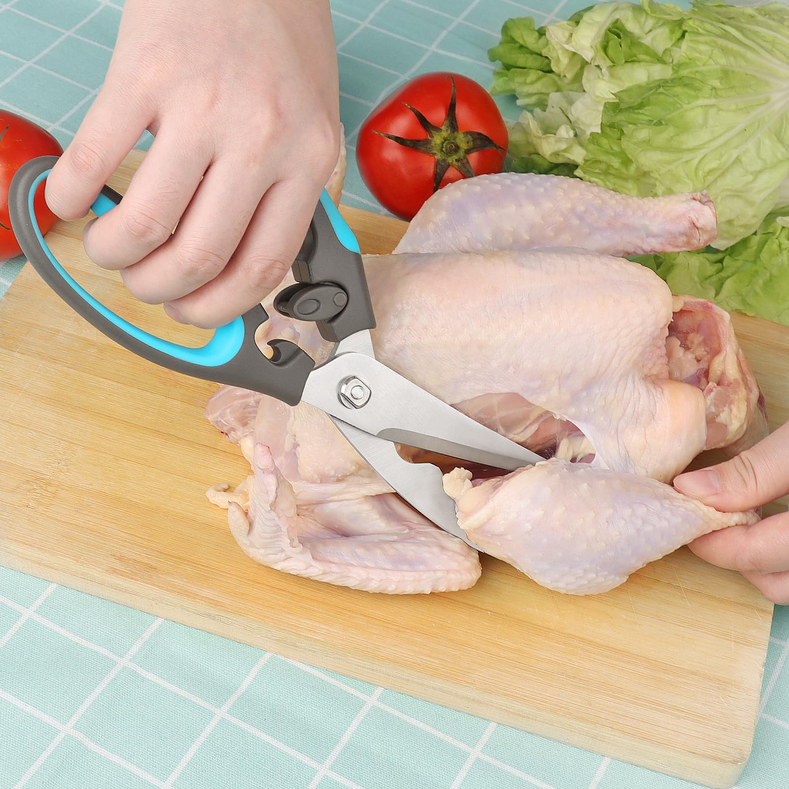 Asdirne Ciseaux à volaille, ciseaux à volaille avec acier inoxydable robuste et prise en main confortable, coupe puissante, matériau de qualité alimentaire, pour une utilisation intensive de cuisine