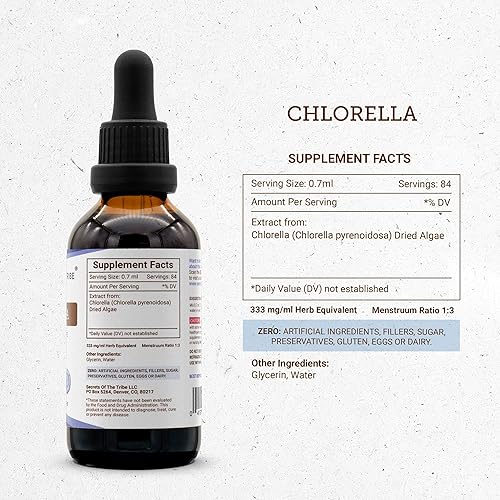 Miniatura 8 de Secrets of the Tribe Chlorella Tincture Extracto líquido sin alcohol, Chlorella (Chlorella vulgaris) algas secas (4 onzas líquidas)