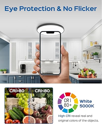 Miniatura 7 de JACKYLED Paquete de 6 lámparas de techo de 12 pulgadas, 5000 K, luz diurna blanca LED, luz de techo empotrada, súper brillante de 30 W, 3000