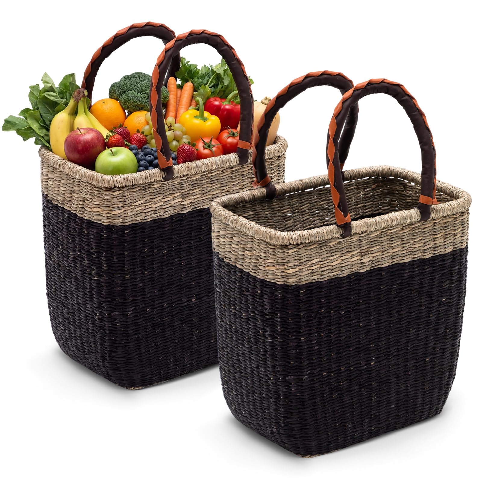 Panier de pique-nique en osier idéal pour la cueillette des légumes et les sorties au marché