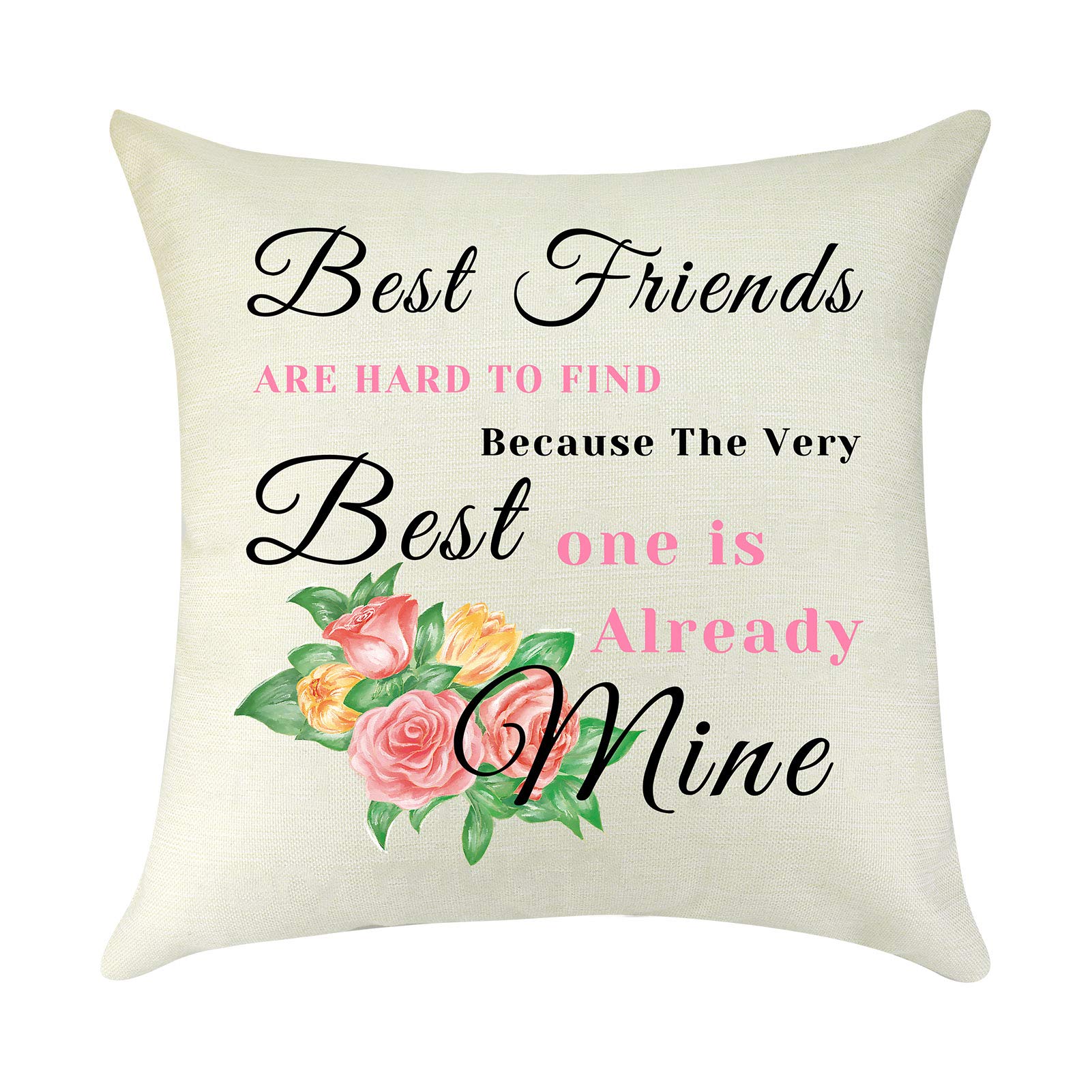 Mikela Best Friend Friendship Gifts Linen Throw Pillow Cover