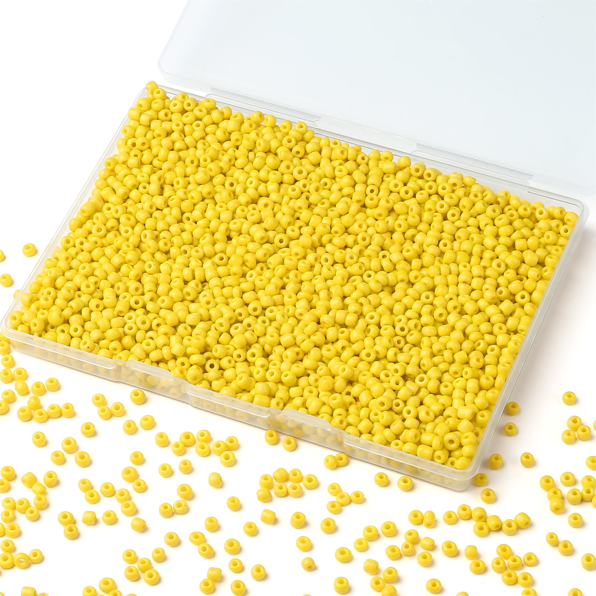 GUJOXILA Yellow 4mm Seed Beads for Bracelet Jewelry Making Crafting Yellow Seed Embroidery Bead Small Pony Beads Bulk 3000pcs