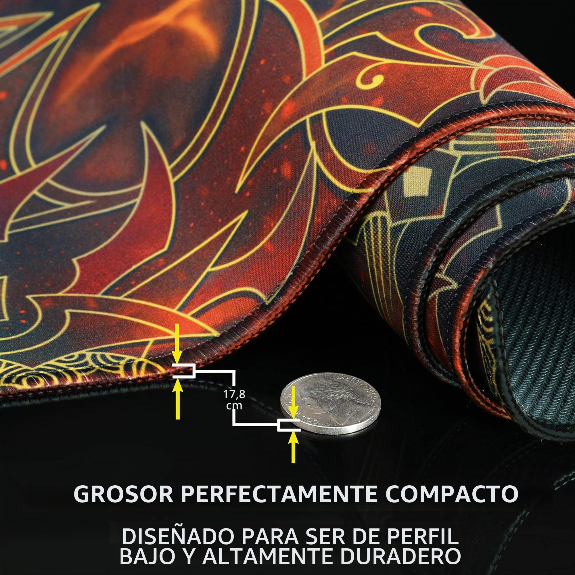 ENHANCE TCG Playmat - Alfombra de Juego MTG con Bordes Cosidos, Superficie Lisa Y Bolsa De Viaje con Cordón - Compatible con MTG, YuGiOh, Pokemon, El señor de los Anillos y Otros TCG y LCG - Llamas