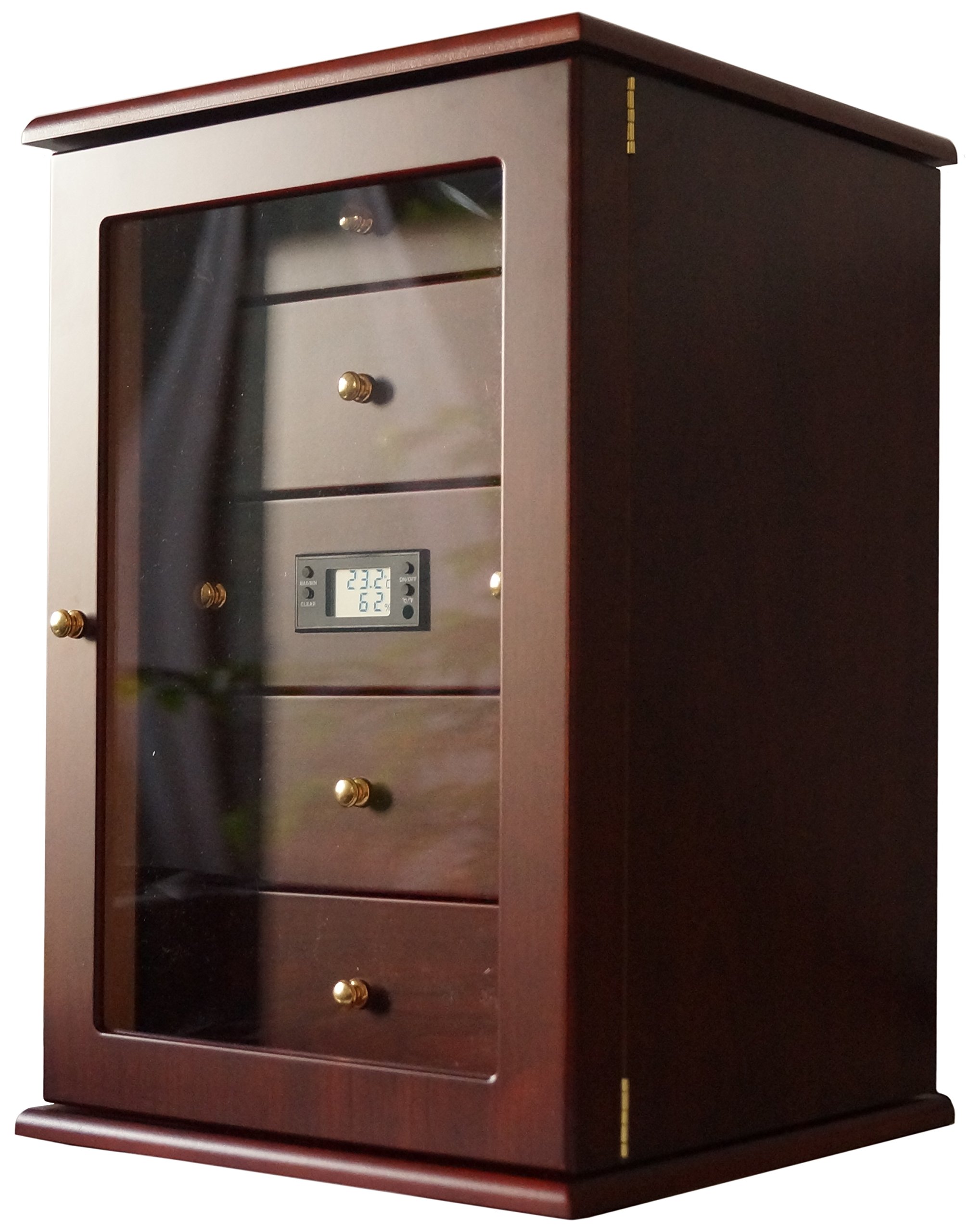 GERMANUS Humidor Schrank für ca. 400 Zigarren Viadrus mit Digital Hygrometer und GERMANUS Kristall Befeuchter
