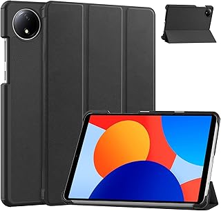 For Redmi Pad SE 8.7 ケース Kluso 極薄 Redmi Pad SE 4G 8.7 ケース 超軽量 高級PU レザー 開閉式 スタンド スマートケース スタンド 機能 スマートカバー 充電対応 Xiaomi Redmi Pad SE 8.7インチ 4G 対応 (ブラック)