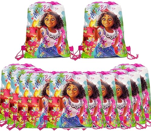 Moofaaa 12 bolsas de regalo con cordón para la película mágica de cumpleaños la mochila no tejida de Encanto Party para regalos de niños bolsa de