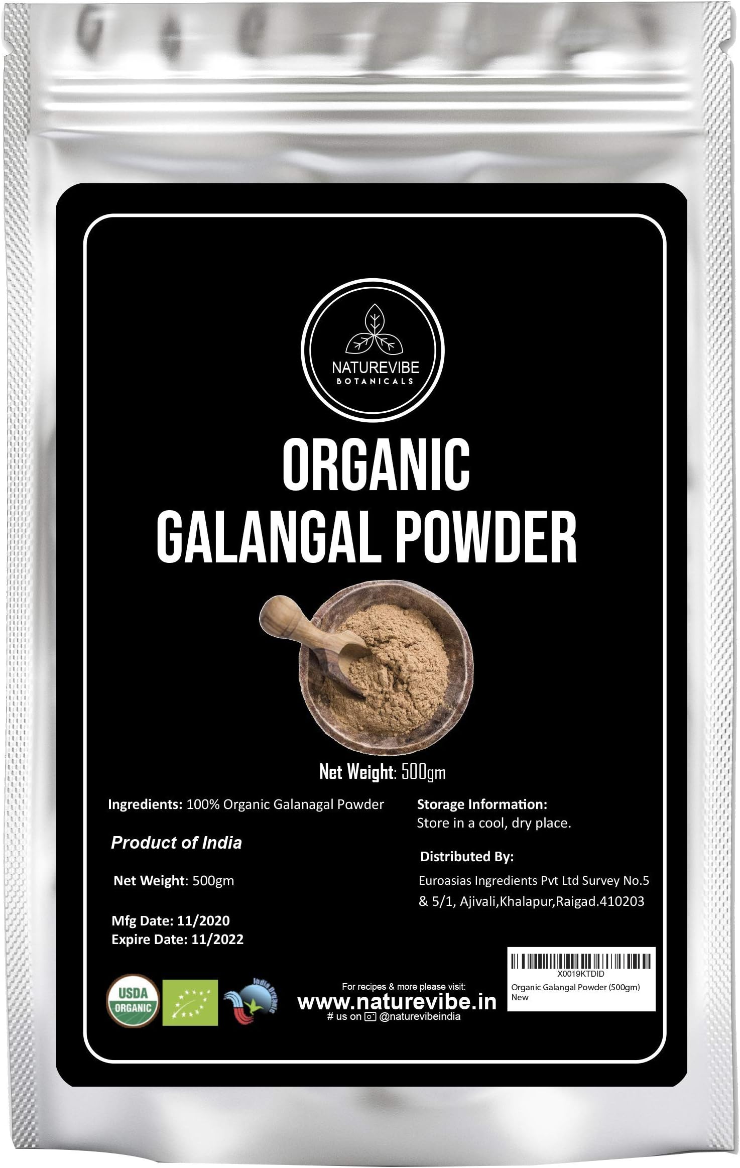 Organic Galangal Powder (500gm) by Naturevibe Botanicals | Supports Healthy Stomach and Respiratory | Perfect Spice Powder