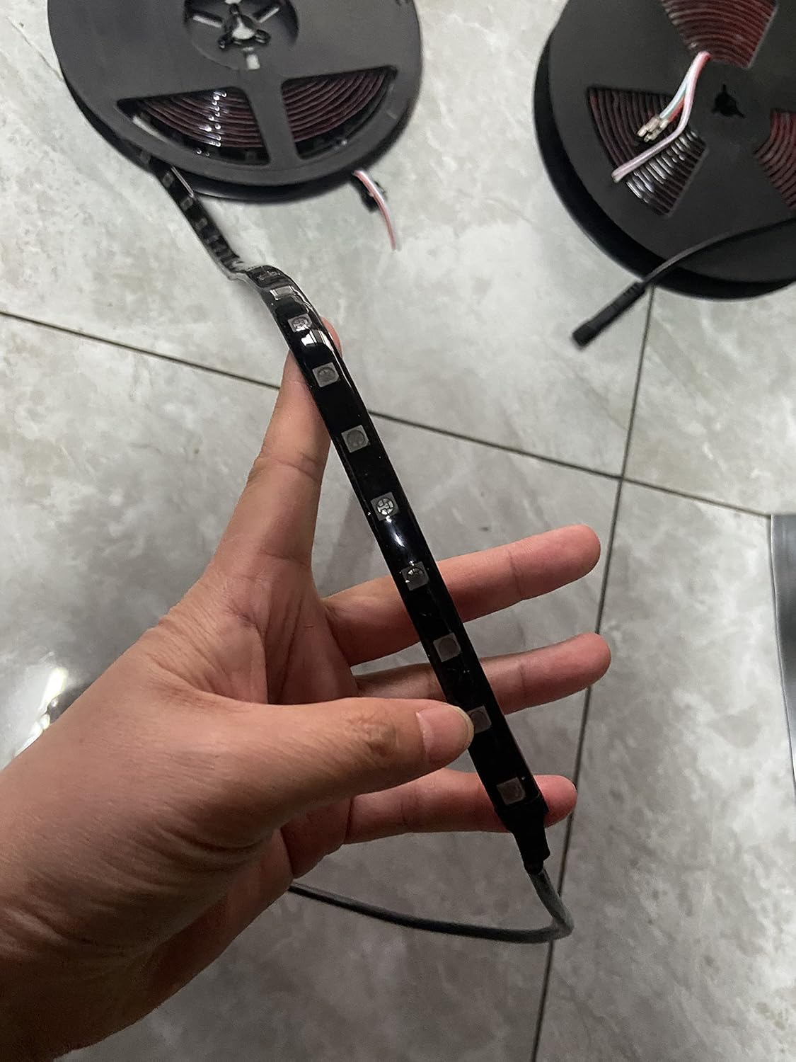 4PCS 4FT Black Out Full Tinted Smoked RGB Dream Color CHASING LED Light Strips - IP65 Waterproof, Bluetooth Remote, for Polaris Slingshot, Car/Truck/Golf Cart/Motorcycle, Lights for Slingshot