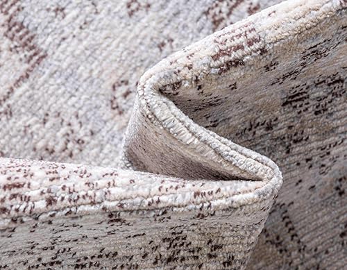 Miniatura 7 de Unique Loom Charm Collection - Alfombra de área moderna, abstracta, bohemia, envejecida, borde, 2 pies 2 pulgadas x 6 pies 0 pulgadas, grismarfil