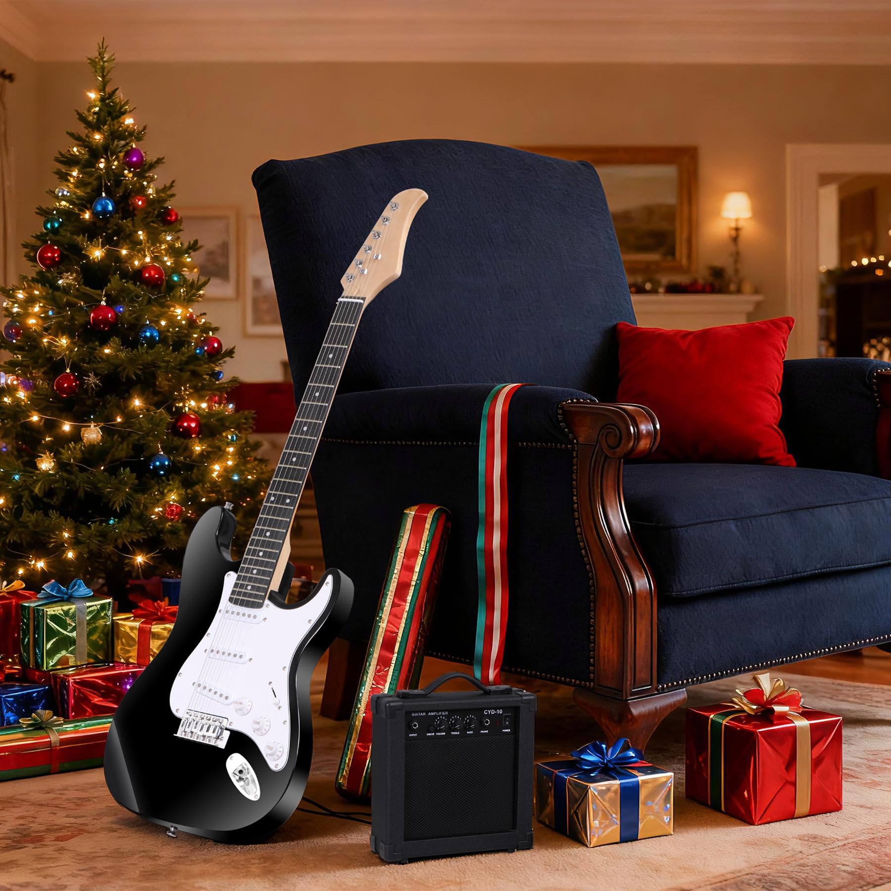 Chitarra elettrica da 99 cm starter kit per principianti con 10 W Amp plettri corde tremolo tracolla custodia
