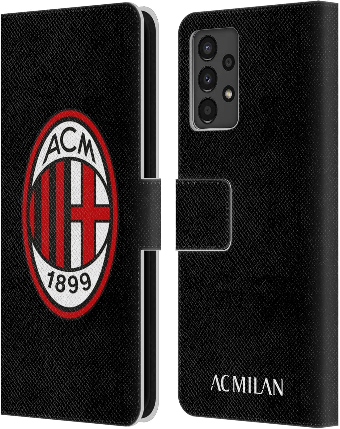 Head Case Designs Officially Licensed AC Milan Full Colour Black Crest Leather Wallet Case Compatible with Samsung Galaxy A13 (2022)